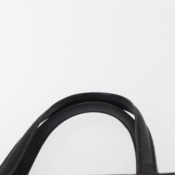 CELINE Macadam Canvas Hand Bag PVC Leather Black Gold Auth 164373
