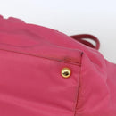 PRADA Hand Bag Nylon Pink Gold Auth 164374-14