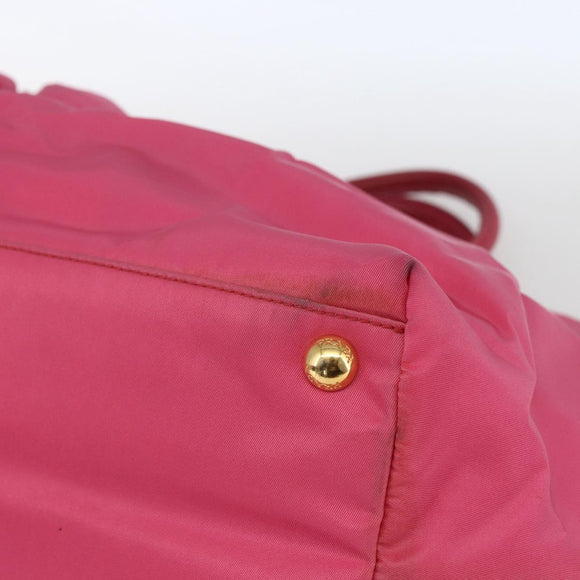 PRADA Hand Bag Nylon Pink Gold Auth 164374