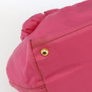 PRADA Hand Bag Nylon Pink Gold Auth 164374-15