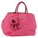 PRADA Hand Bag Nylon Pink Gold Auth 164374-1