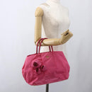 PRADA Hand Bag Nylon Pink Gold Auth 164374-23