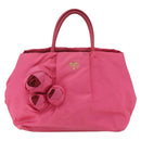PRADA Hand Bag Nylon Pink Gold Auth 164374-13