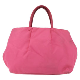 PRADA Hand Bag Nylon Pink Gold Auth 164374 - 0