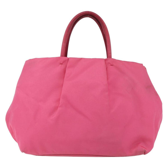 PRADA Hand Bag Nylon Pink Gold Auth 164374
