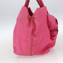 PRADA Hand Bag Nylon Pink Gold Auth 164374-3