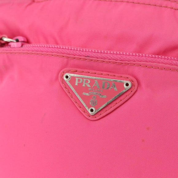 PRADA Shoulder Bag Nylon Pink Silver Auth 164385