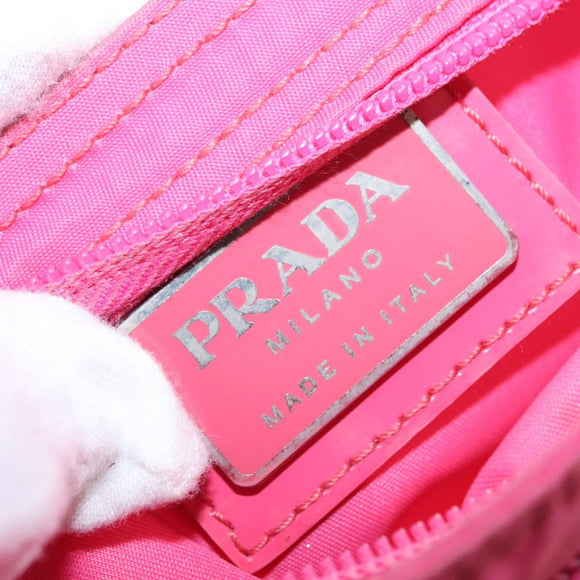 PRADA Shoulder Bag Nylon Pink Silver Auth 164385
