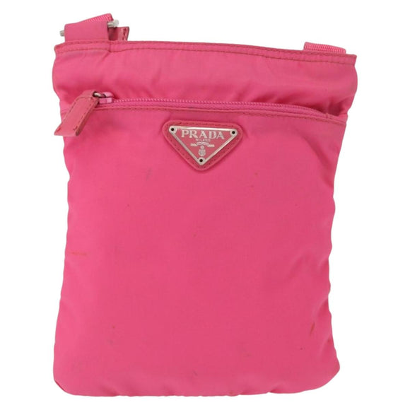 PRADA Shoulder Bag Nylon Pink Silver Auth 164385