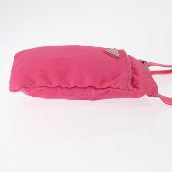 PRADA Shoulder Bag Nylon Pink Silver Auth 164385