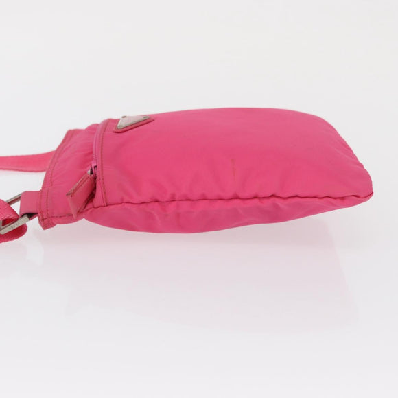 PRADA Shoulder Bag Nylon Pink Silver Auth 164385