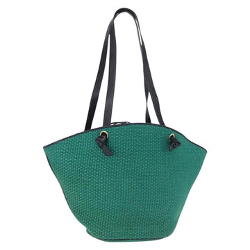 BOTTEGA VENETA Tote Bag Raffia Green Gold Auth 164393