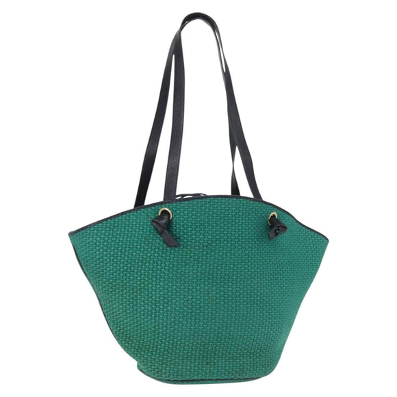 BOTTEGA VENETA Tote Bag Raffia Green Gold Auth 164393