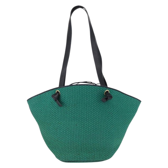 BOTTEGA VENETA Tote Bag Raffia Green Gold Auth 164393