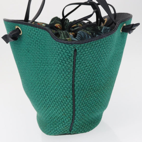 BOTTEGA VENETA Tote Bag Raffia Green Gold Auth 164393