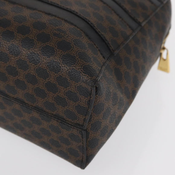 CELINE Macadam Canvas Hand Bag PVC Leather Black Gold Auth 164398