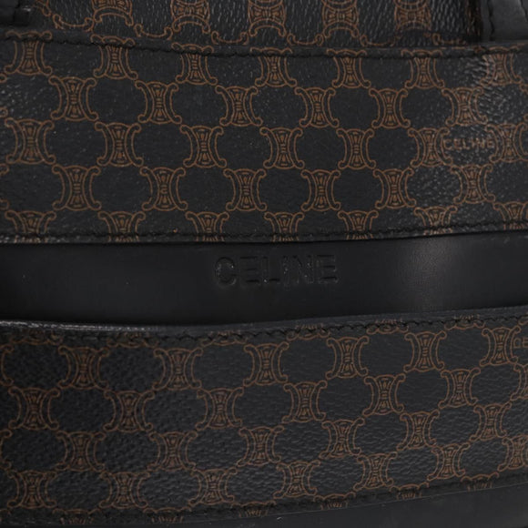 CELINE Macadam Canvas Hand Bag PVC Leather Black Gold Auth 164398