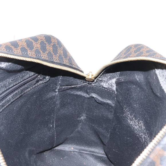 CELINE Macadam Canvas Hand Bag PVC Leather Black Gold Auth 164398