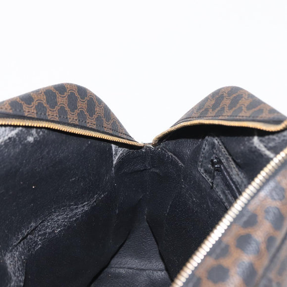 CELINE Macadam Canvas Hand Bag PVC Leather Black Gold Auth 164398