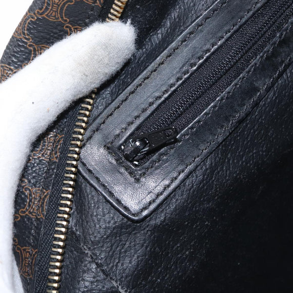 CELINE Macadam Canvas Hand Bag PVC Leather Black Gold Auth 164398