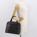 CELINE Macadam Canvas Hand Bag PVC Leather Black Gold Auth 164398-24