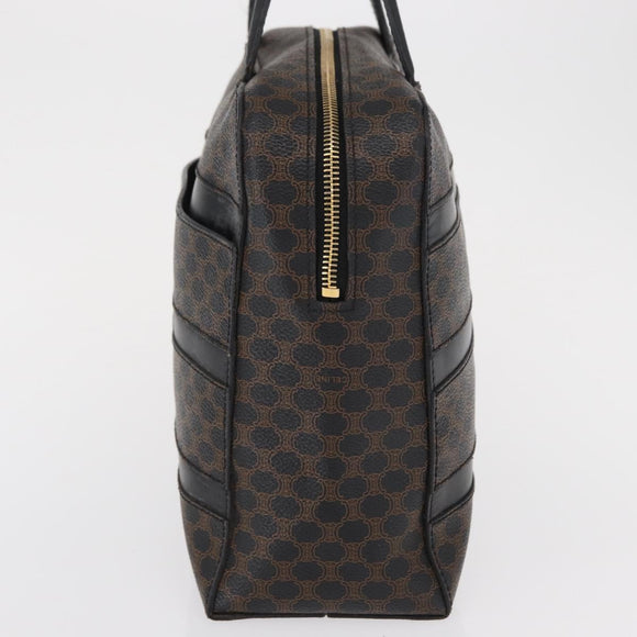 CELINE Macadam Canvas Hand Bag PVC Leather Black Gold Auth 164398