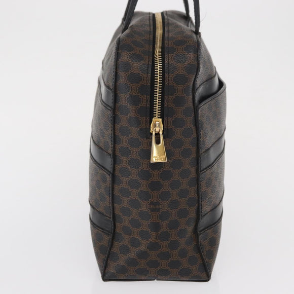 CELINE Macadam Canvas Hand Bag PVC Leather Black Gold Auth 164398