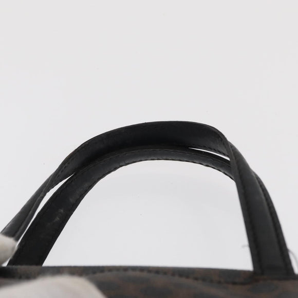 CELINE Macadam Canvas Hand Bag PVC Leather Black Gold Auth 164398