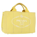 PRADA Canapa PM Hand Bag Canvas Yellow Gold Auth 164400-1