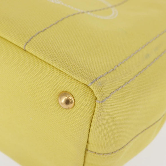 PRADA Canapa PM Hand Bag Canvas Yellow Gold Auth 164400