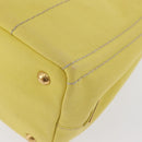 PRADA Canapa PM Hand Bag Canvas Yellow Gold Auth 164400-13
