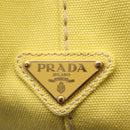 PRADA Canapa PM Hand Bag Canvas Yellow Gold Auth 164400-14