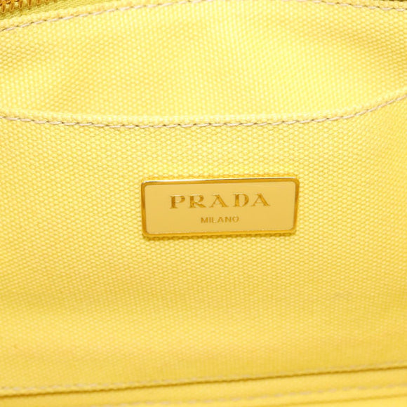 PRADA Canapa PM Hand Bag Canvas Yellow Gold Auth 164400