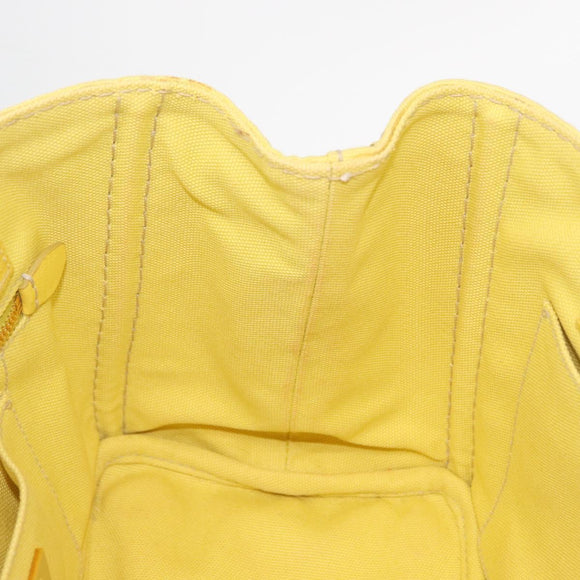 PRADA Canapa PM Hand Bag Canvas Yellow Gold Auth 164400
