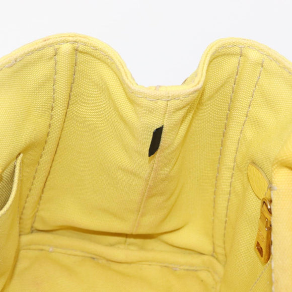 PRADA Canapa PM Hand Bag Canvas Yellow Gold Auth 164400