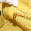 PRADA Canapa PM Hand Bag Canvas Yellow Gold Auth 164400-19