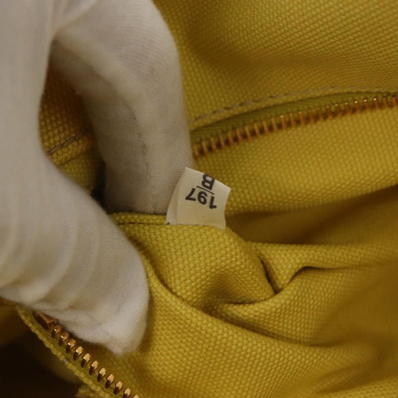 PRADA Canapa PM Hand Bag Canvas Yellow Gold Auth 164400