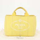 PRADA Canapa PM Hand Bag Canvas Yellow Gold Auth 164400-23