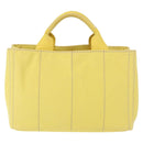 PRADA Canapa PM Hand Bag Canvas Yellow Gold Auth 164400-3
