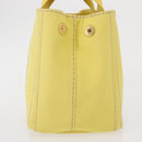 PRADA Canapa PM Hand Bag Canvas Yellow Gold Auth 164400-4