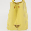 PRADA Canapa PM Hand Bag Canvas Yellow Gold Auth 164400-5
