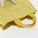 PRADA Canapa PM Hand Bag Canvas Yellow Gold Auth 164400-6