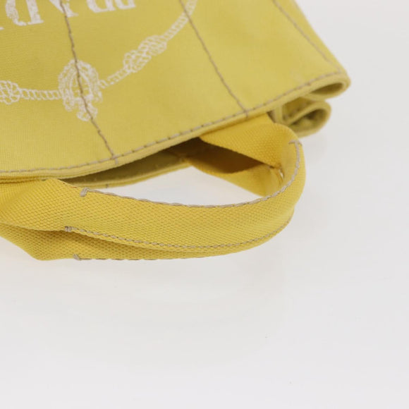 PRADA Canapa PM Hand Bag Canvas Yellow Gold Auth 164400