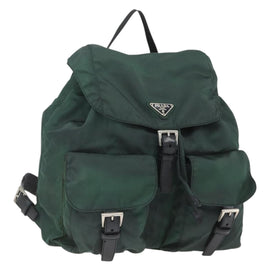 PRADA Backpack Nylon Green Silver Auth 164403