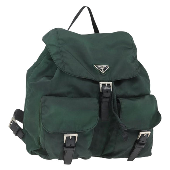 PRADA Backpack Nylon Green Silver Auth 164403