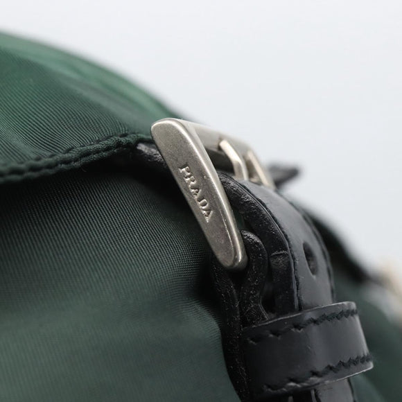 PRADA Backpack Nylon Green Silver Auth 164403