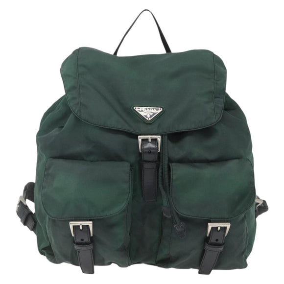 PRADA Backpack Nylon Green Silver Auth 164403