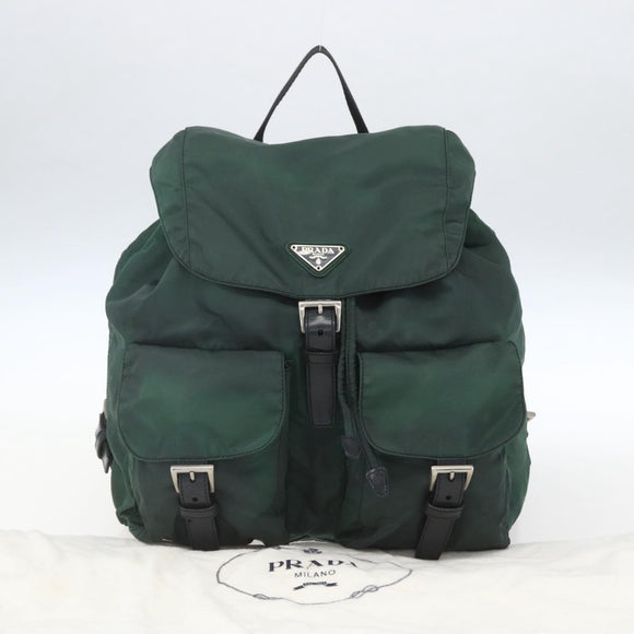 PRADA Backpack Nylon Green Silver Auth 164403