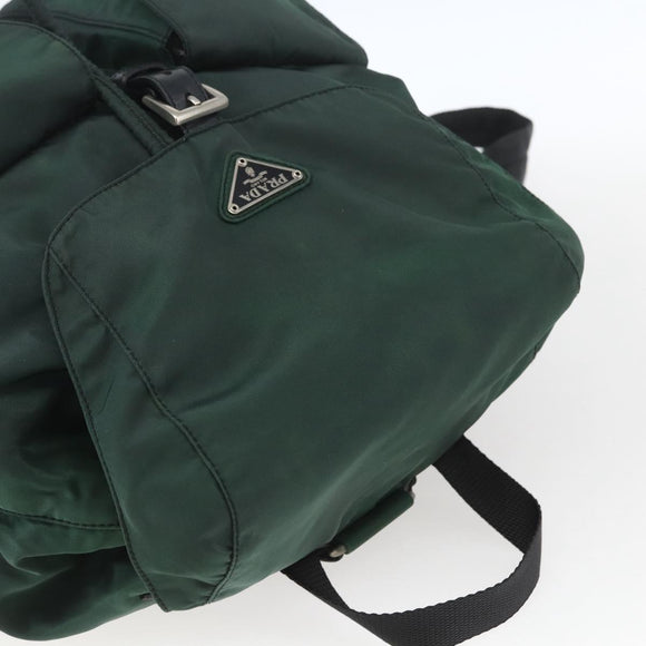 PRADA Backpack Nylon Green Silver Auth 164403