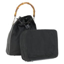 GUCCI Hand Bag Nylon 2 Set Black Auth 164420-1